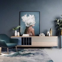 现代实木电视柜沙发装饰画摆件3D模型
