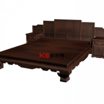 中式风格龙纹高低罗汉床具组合单体3D模型-编号1924