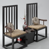 中式风格桌椅组合单体3D模型-编号2494