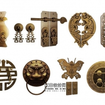 中式风五金件门锁狮子锁组合单体模型--编号16841