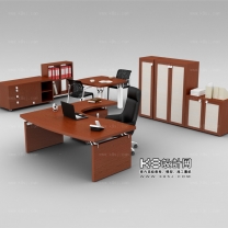 现代风格办公桌椅文件柜组合单体模型--编号16507