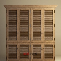 美式风格四门实木衣柜单体3D模型-编号7200