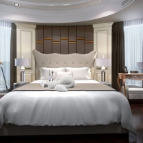 现代简欧卧室床具组合整体3D模型-编号4698