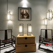 新中式太师椅箱子茶几落地灯壁灯组合