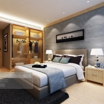 现代风格卧室床具床头柜组合整体3D模型-编号6000