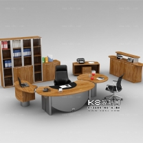 现代风格办公桌椅文件柜组合单体模型--编号16509
