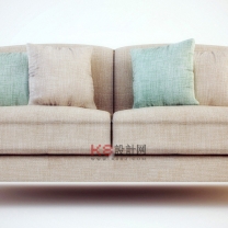 美式浅色双人座沙发3D模型