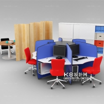 现代风格办公桌椅组合单体模型--编号16495