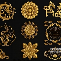 中式古典五金雕花构建模型