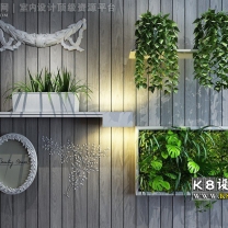 装饰植物墙饰组合模型--编号15591