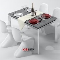 现代风格方形餐桌椅子组合单体3D模型-编号2210