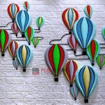 地中海铁艺彩色热气球壁挂墙挂装饰