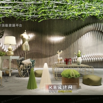 [植物墙] 花艺家具裸模小鹿台灯3d模型