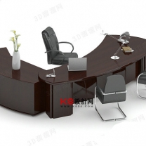 中式风格办公桌单体3D模型-编号2673