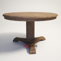 美式风格实木餐桌单体3D模型-编号7224