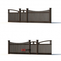 现代风格木制栏杆组合单体3D模型-编号3366