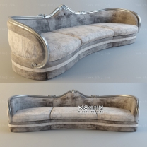 欧式风格三人弧形沙发组合单体模型--编号16747
