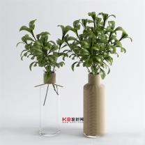 桌面花卉盆栽组合单体3D模型-编号4102