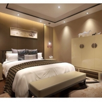 现代中式卧室床具组合整体3D模型-编号4826