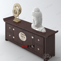 中式风格古代案柜组合单体3D模型-编号2421