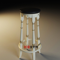 欧式风格吧台椅子组合单体3D模型-编号2537