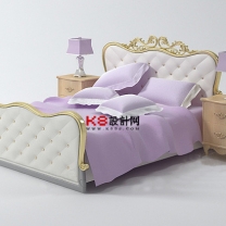 欧式奢华风格双人床具单体3D模型-编号1849