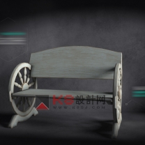 户外原生态实木复古休闲椅3D模型