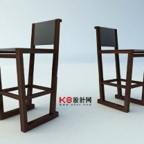 中式风格吧椅组合单体3D模型-编号2539