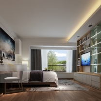 现代风格卧室床具床头柜组合整体3D模型-编号6005